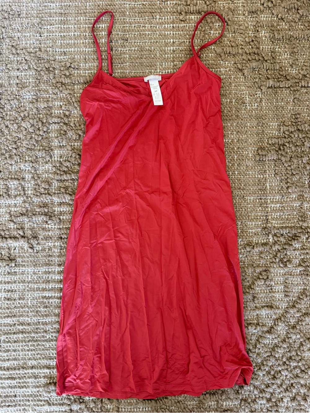 Hanro Coral-Red Satin Slip Top